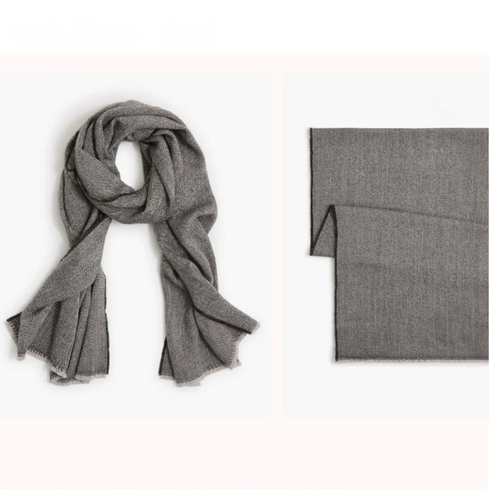 J. Crew Factory Herringbone Scarf Heather Charcoal Mens